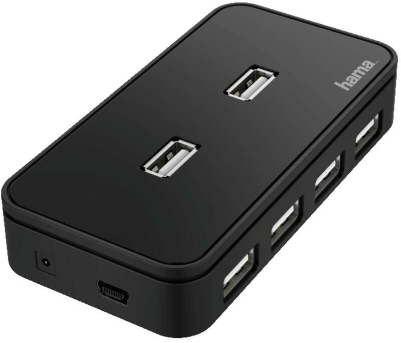 Hama 200123 USB-Hub, 7 Ports, 480 Mbit/s,+Power