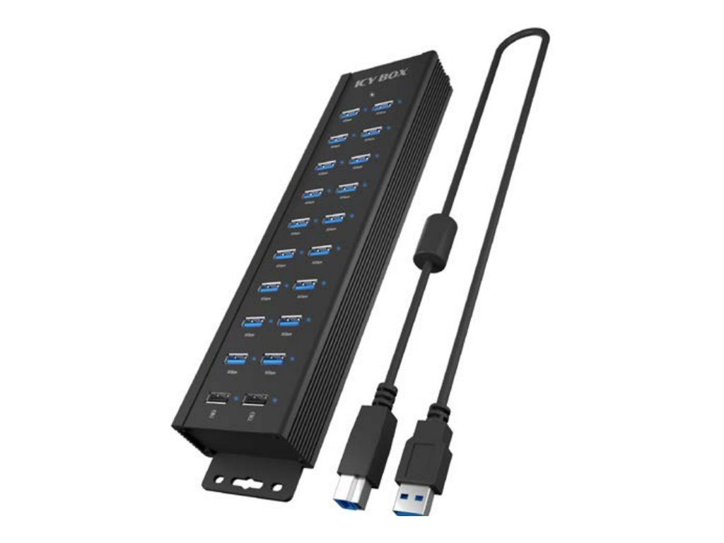 ICY BOX IB-HUB1720-U3 - Hub - 18 x USB 3.2 Gen 1 + 2 x USB