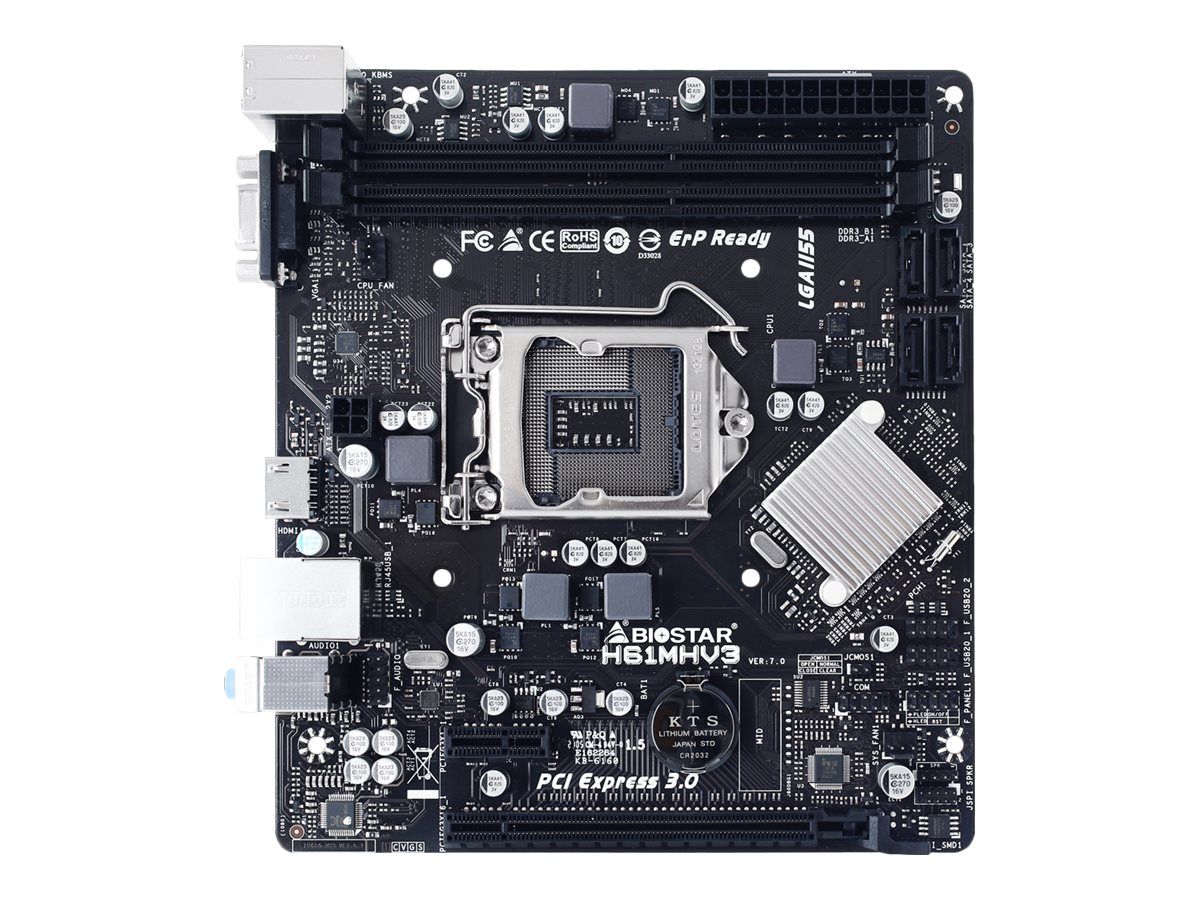 Biostar H61MHV3 - Motherboard - micro ATX - LGA1155-Sockel - H61 Chipsatz - Gigabit LAN - Onboard-Grafik (CPU erforderlich)
