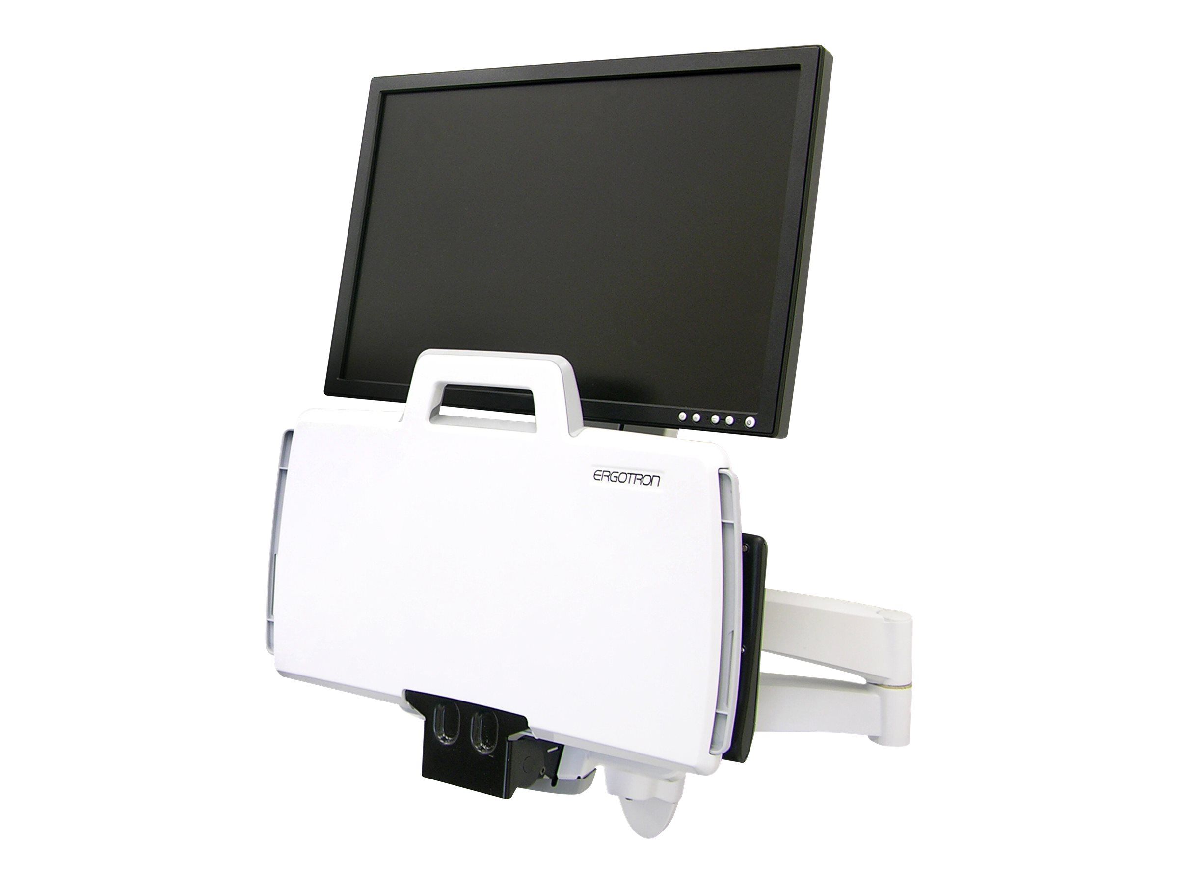 Ergotron 200 Series - Befestigungskit (Gelenkarm, Tastaturablage mit linker/rechter Mausablage, Barcode-Scanner-Halter) - für LCD-Display / PC-Ausrüstung - Stahl - weiß - Bildschirmgröße: bis zu 61 cm (bis zu 24 Zoll)