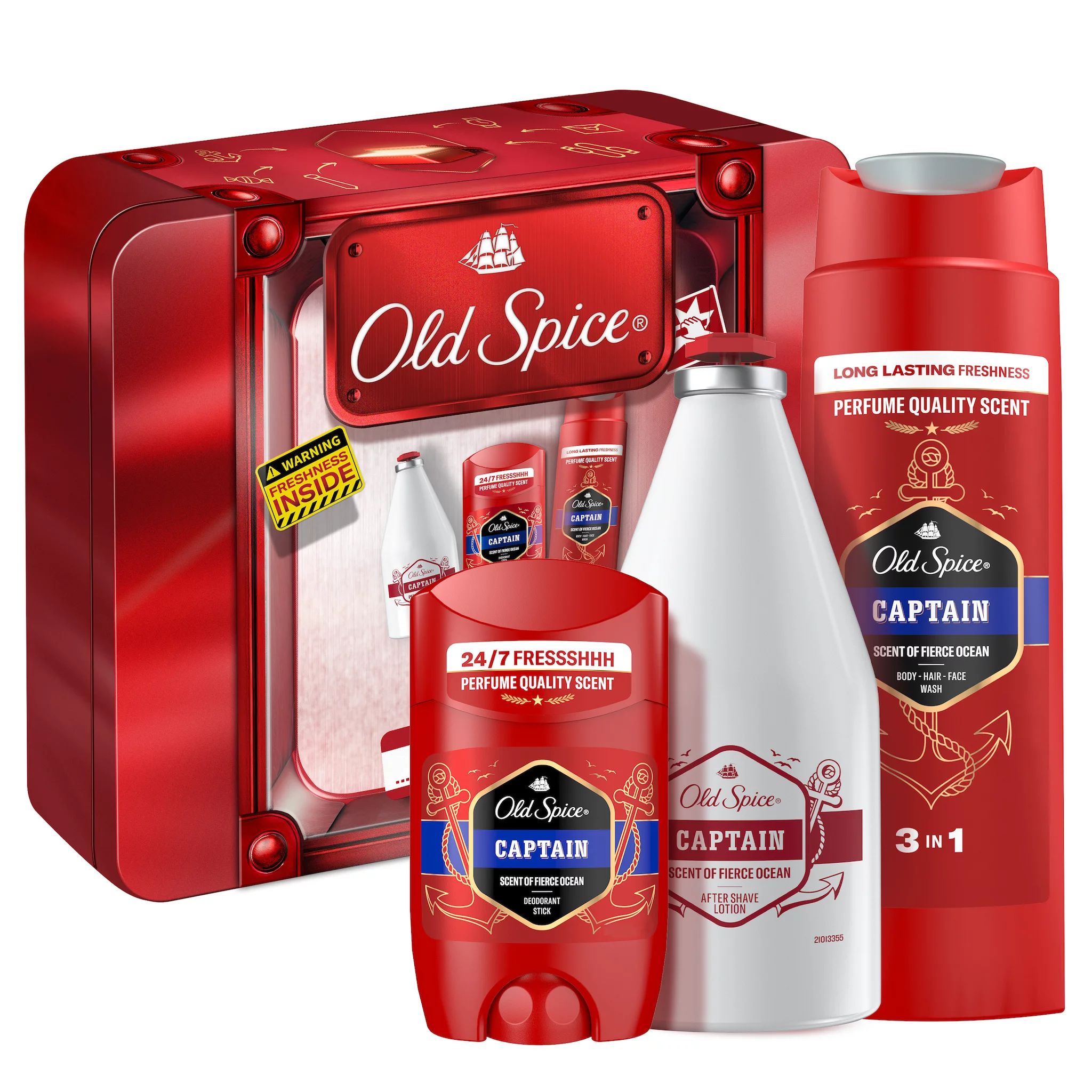 Old Spice Geschenkset Metallbox Captain (Stick, SG, ASL)