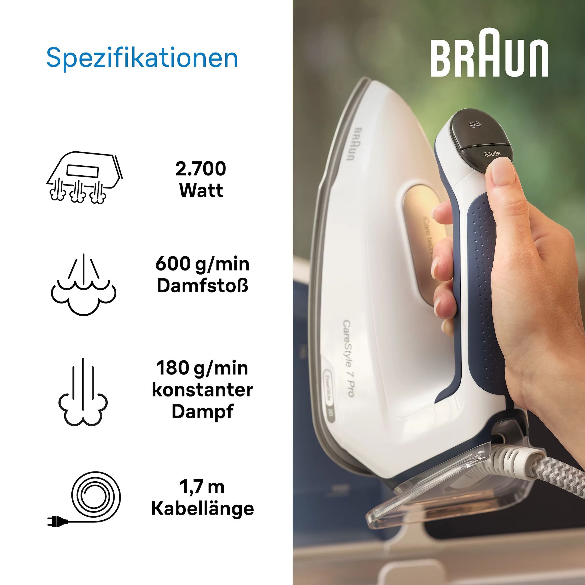 Braun Dampfbügelstation CareStyle 7 Pro IS 7282 BL
