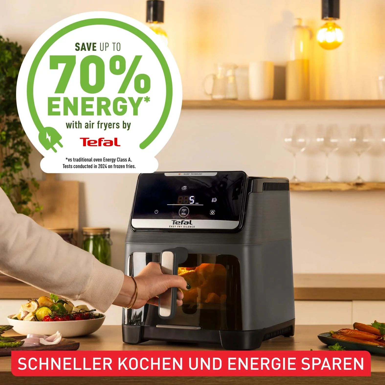 Tefal EY846H Heißluftfritteuse Easy Fry Silence Coal Vision (7L)