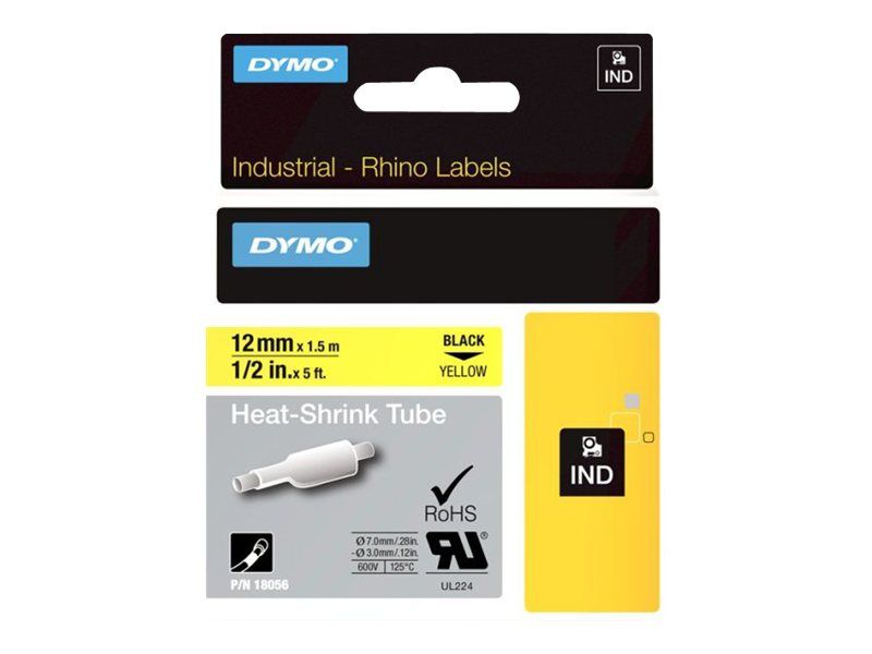 Dymo RhinoPRO Heat shrink tubing - Polyolefin - Schwarz auf Gelb - Rolle (1,3 cm x 1,5 m)