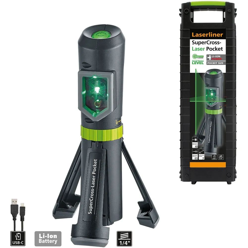 LASERLINER Kreuzlinienlaser SuperCross Pocket Plus 3,7 V 1,0 Ah (IEC) Li-Ion