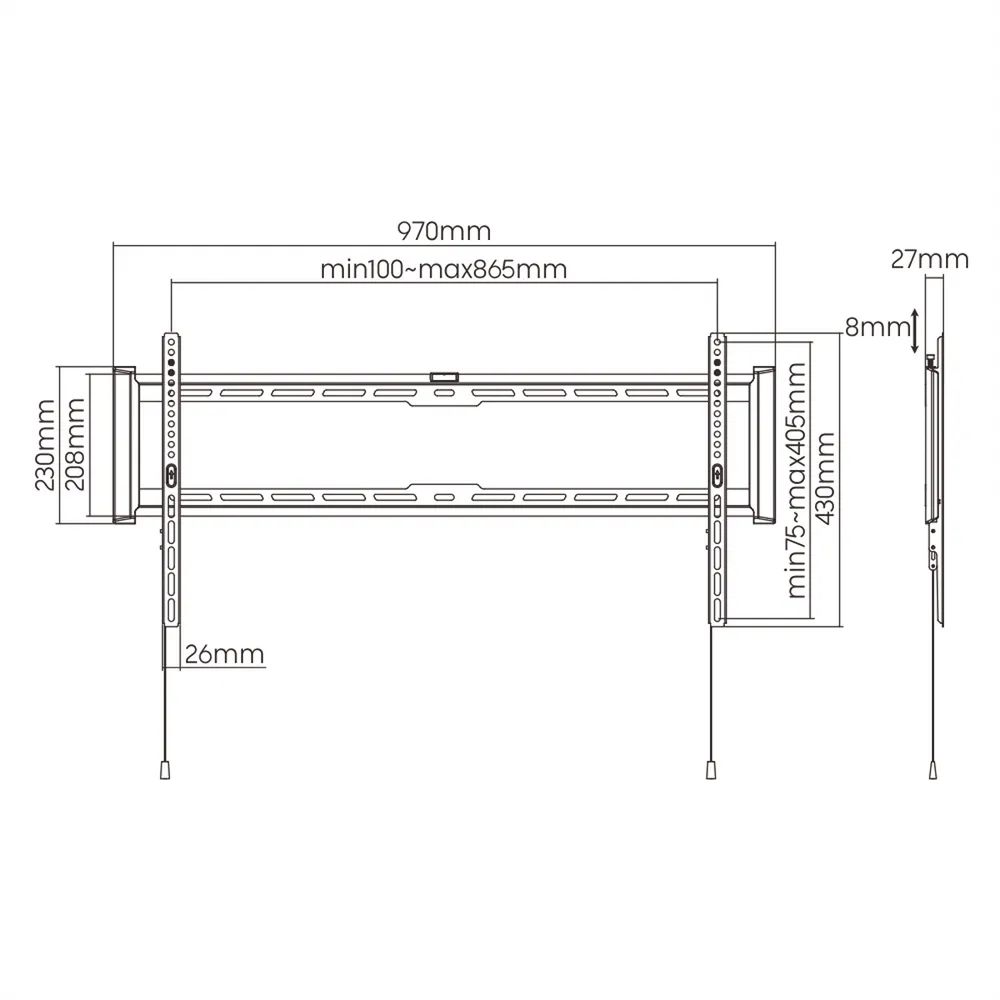 VALUE TV-Wandhalterung, fest, 43-90 Zoll, bis 75 kg
