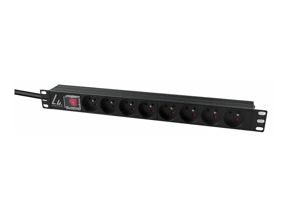 Lanview Steckdosenleiste (Rack - einbaufähig) - 10A - Wechselstrom 230 V - 1-phasig - Eingabe, Eingang IEC 60320 C14 - Ausgangsanschlüsse: 8 (8 x Typ E)