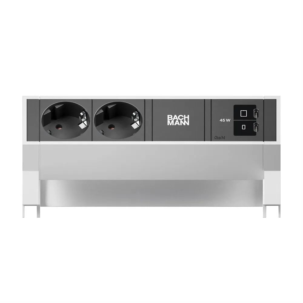 BACHMANN DESK2 2xCEE7/3 1xUSB C/C 45W, L=0,2m INOX