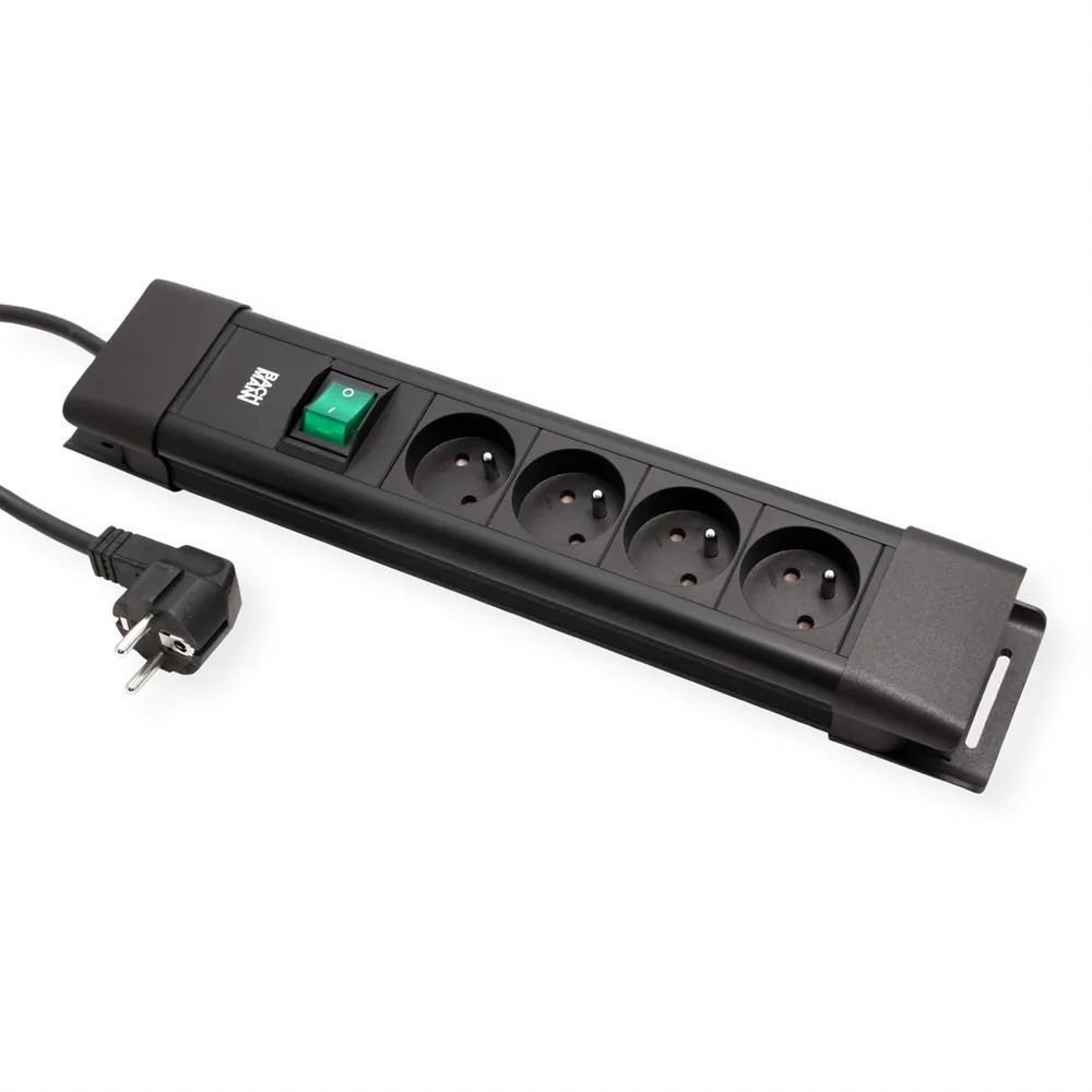BACHMANN CONNECTUS 4xUTE, 1xSchalter 2,0m CEE7/7 Schwarz