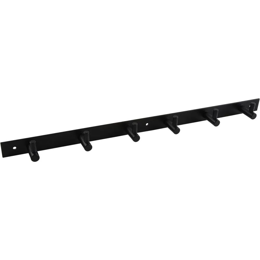 Alles im Griff Garderobenleiste Linosa mit 6 Haken, Breite 460 mm, Stahl schwarz matt