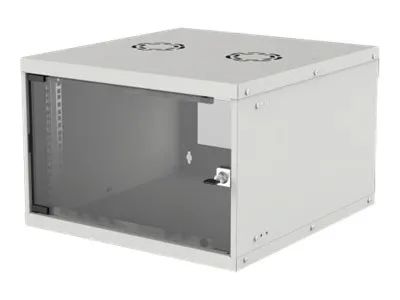 Intellinet Network Cabinet, Wall Mount (Basic), 6U, Usable Depth 340mm/Width 485mm, Grey, Flatpack, Max 50kg, Glass Door, 19", Parts for wall installation (eg screws and rawl plugs)