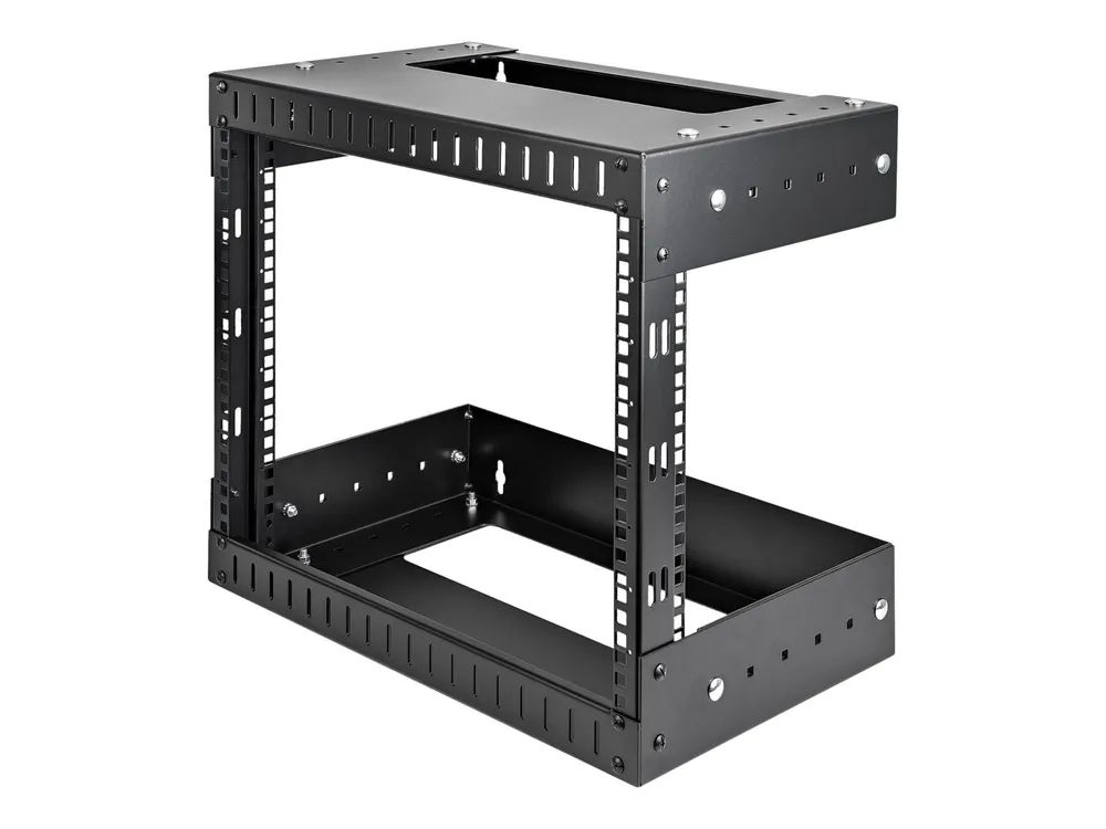 StarTech.com 8HE 19 Zoll Wand Netzwerk Rack - 2 Pfosten, offener Rahmen mit einstellbare Tiefe(30-50cm) Rack für AV/Daten/IT/Studio Geräete - inkl.Käfigmuttern und Schrauben (RK812WALLOA)