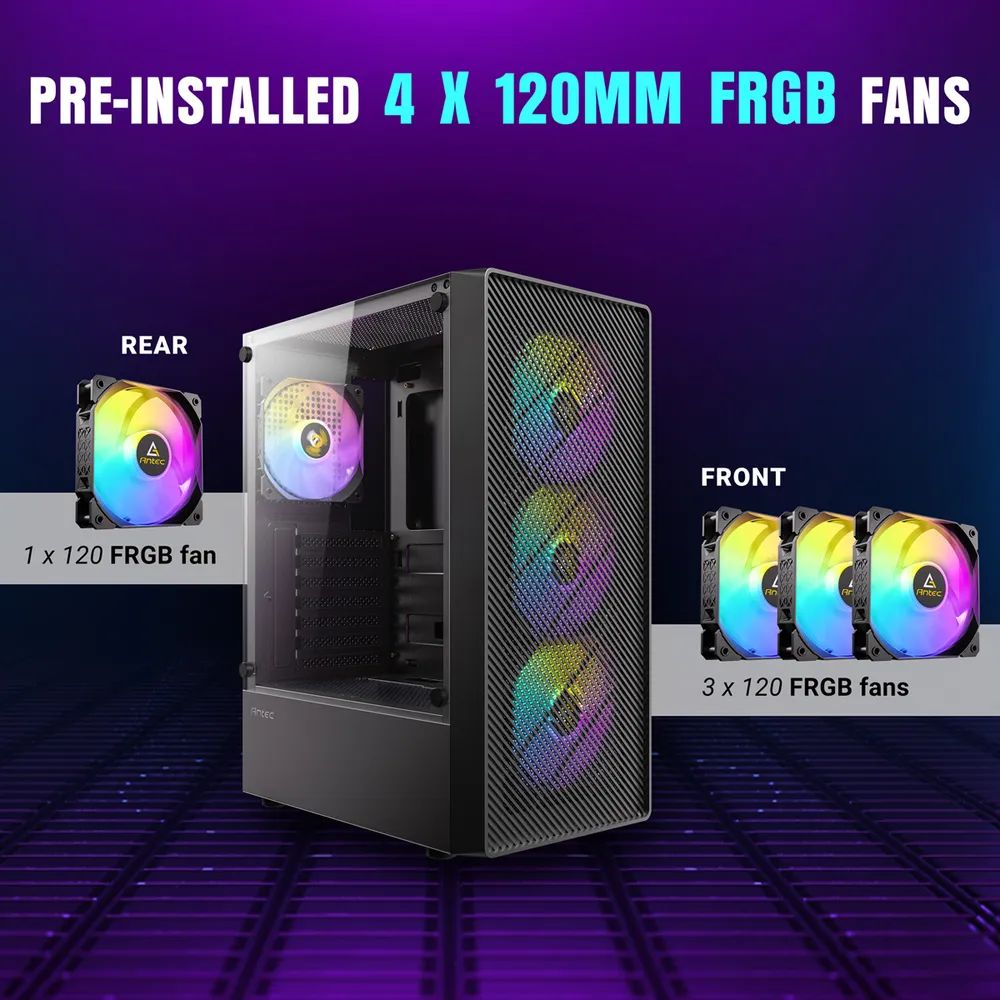 ANTEC AX26 RGB Elite PC Gehäuse Midi Tower Gaming ATX, schwarz