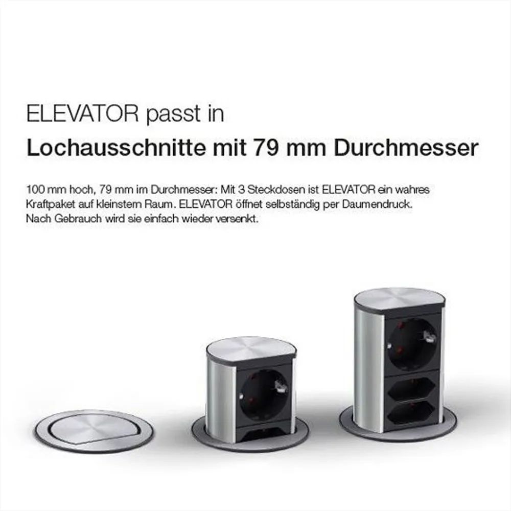 BACHMANN ELEVATOR 1x Schutzkontakt, 1x CAT6, 1x USB 3.0, Edelstahl