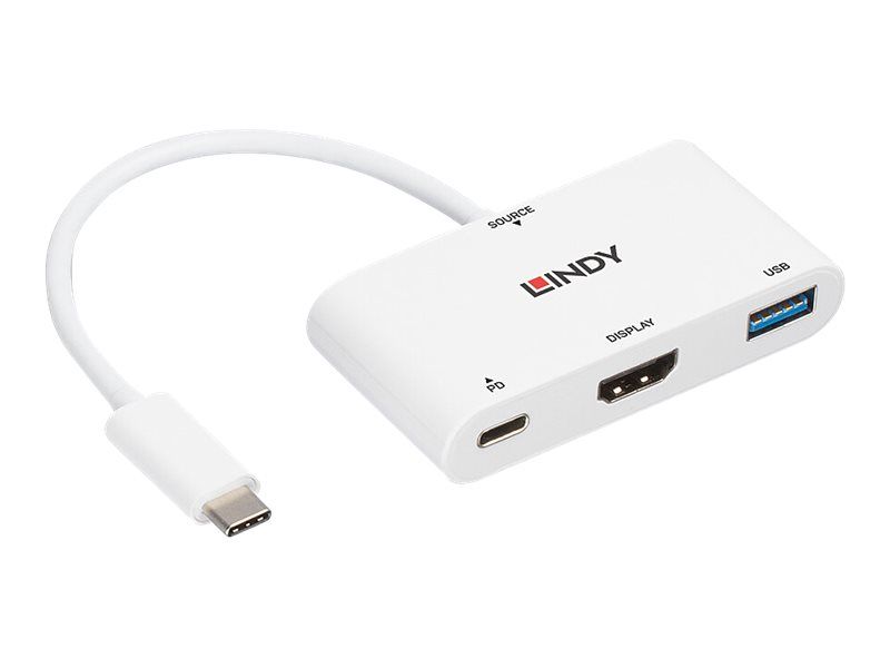 Lindy Videoadapter - 24 pin USB-C männlich zu USB Typ A, HDMI, USB-C (nur Spannung)