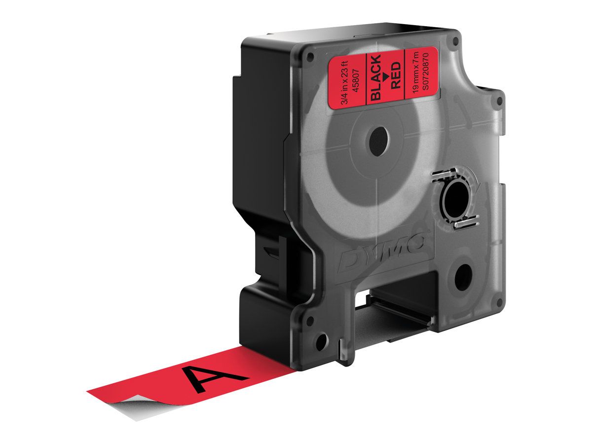 Dymo D1 - Glänzend - schwarz auf rot - Rolle (1,9 cm x 7 m)