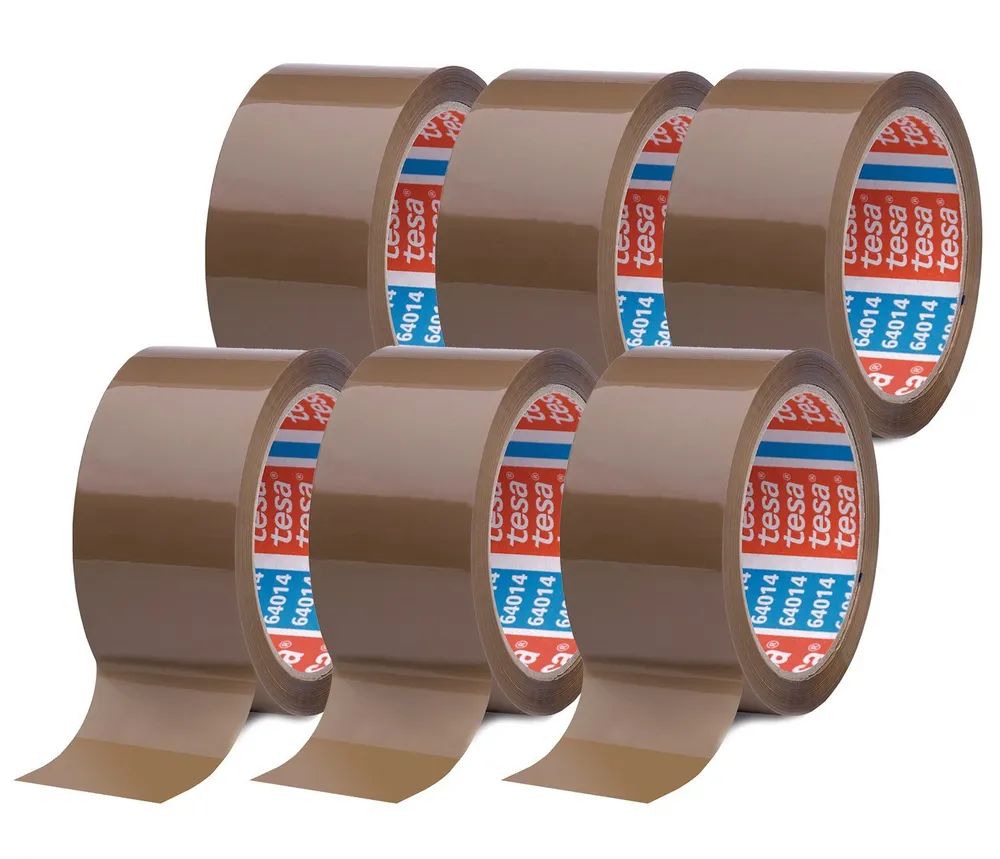 tesa® Packband – 6x Pack 64014 braun – Packetband 66 m x 50 mm