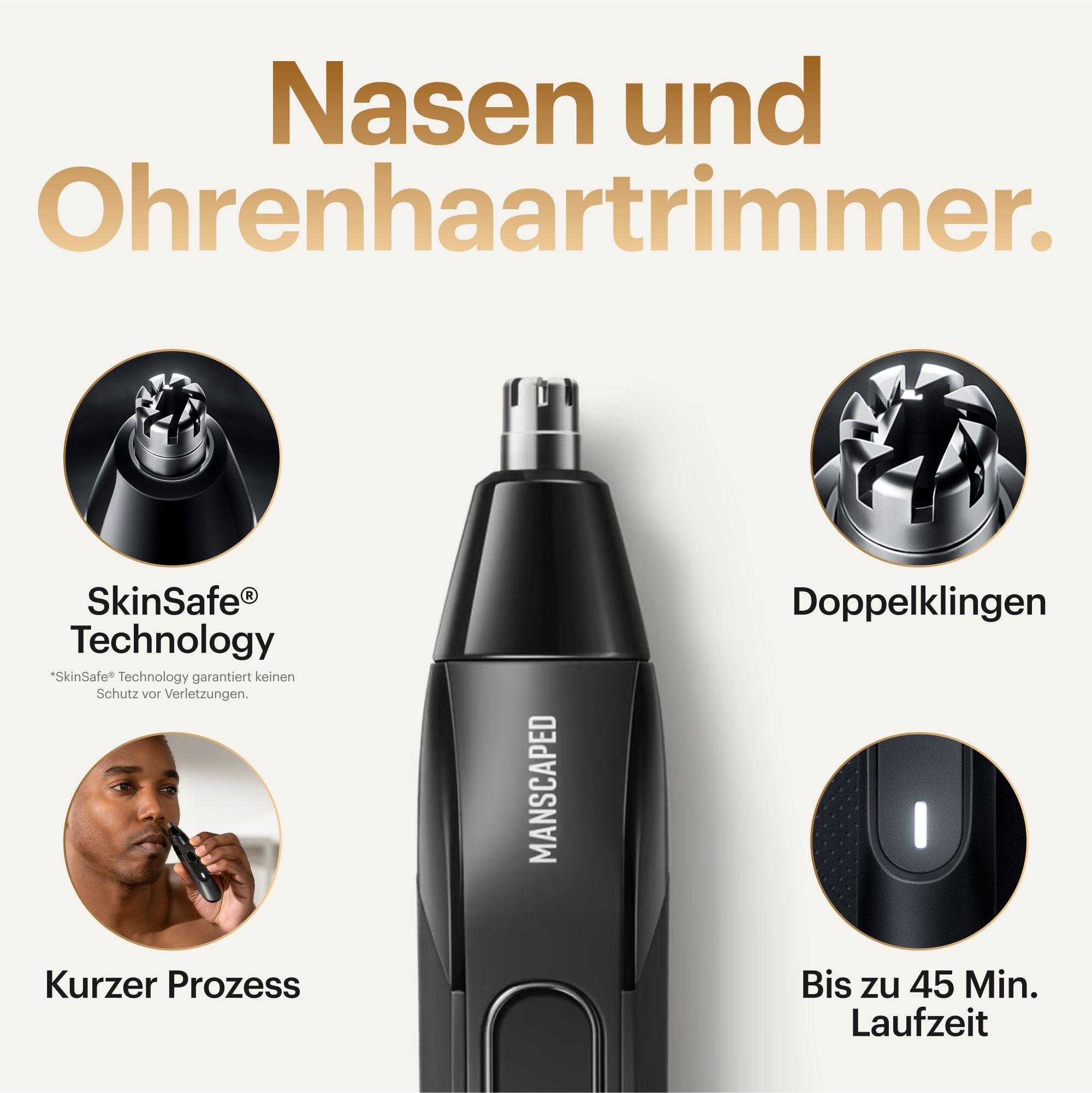 Manscaped Weed Wacker 2.0 Ohr- Nasenhaartrimmer Schwarz