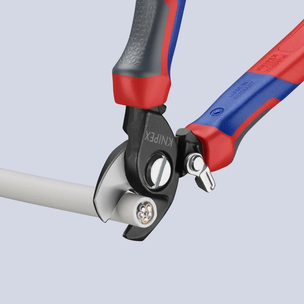 KNIPEX Kabelschere mit Öffnungsfeder mit Comfort-Griffen brüniert 165 mm