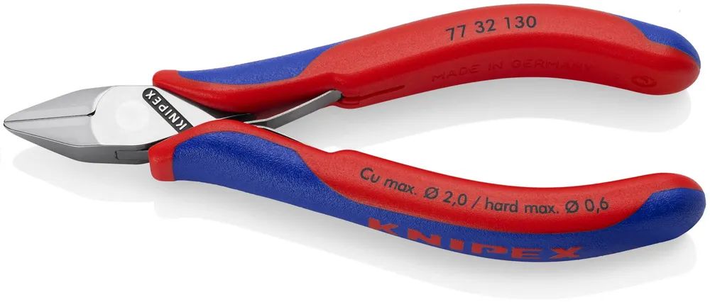 KNIPEX Elektronik-Seitenschneider mit durchgestecktem Gelenk mit Mehrkomponenten-Hüllen 130 mm