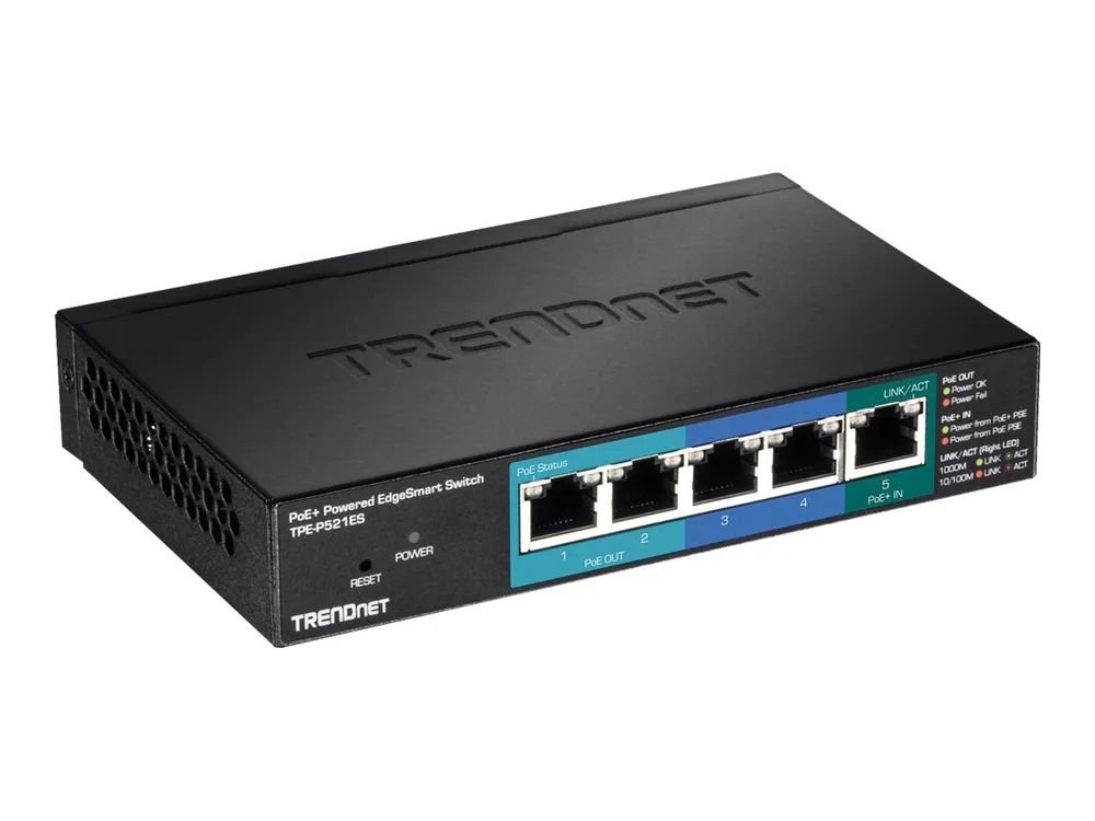 TRENDnet TPE P521ES - Switch - Smart - 1 x 10/100/1000 (PoE+ input)