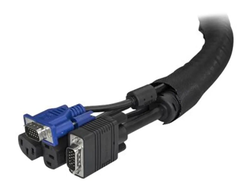 StarTech.com 15' (4.6m) Cable Management Sleeve, Flexible Coiled Cable Wrap, 1-1.5" diameter Expandable Sleeve, Polyester Cord Manager/Protector/Concealer, Black Trimmable Cable Organizer - Cable & Wire Hider (WKSTNCM2)