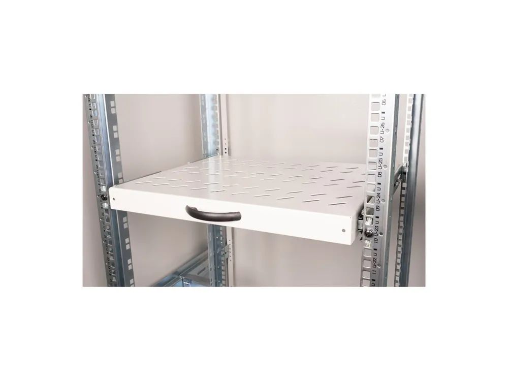 ROLINE Rack-Schieberegal - 350 mm tief, Tragfähigkeit 25 kg - RAL 7035, Hellgrau - 1U - 48.3 cm (19")