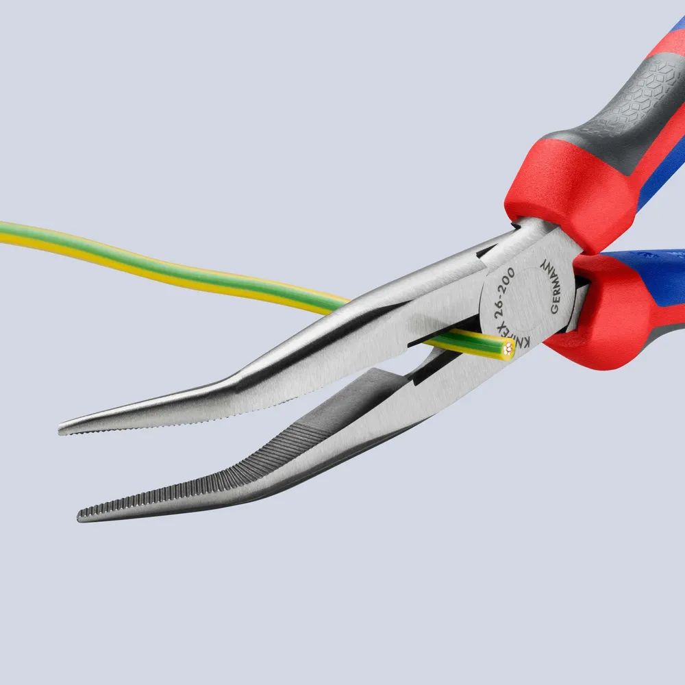 KNIPEX Flachrundzange mit Schneide (Storchschnabelzange) mit Comfort-Griffen schwarz atramentiert 200 mm