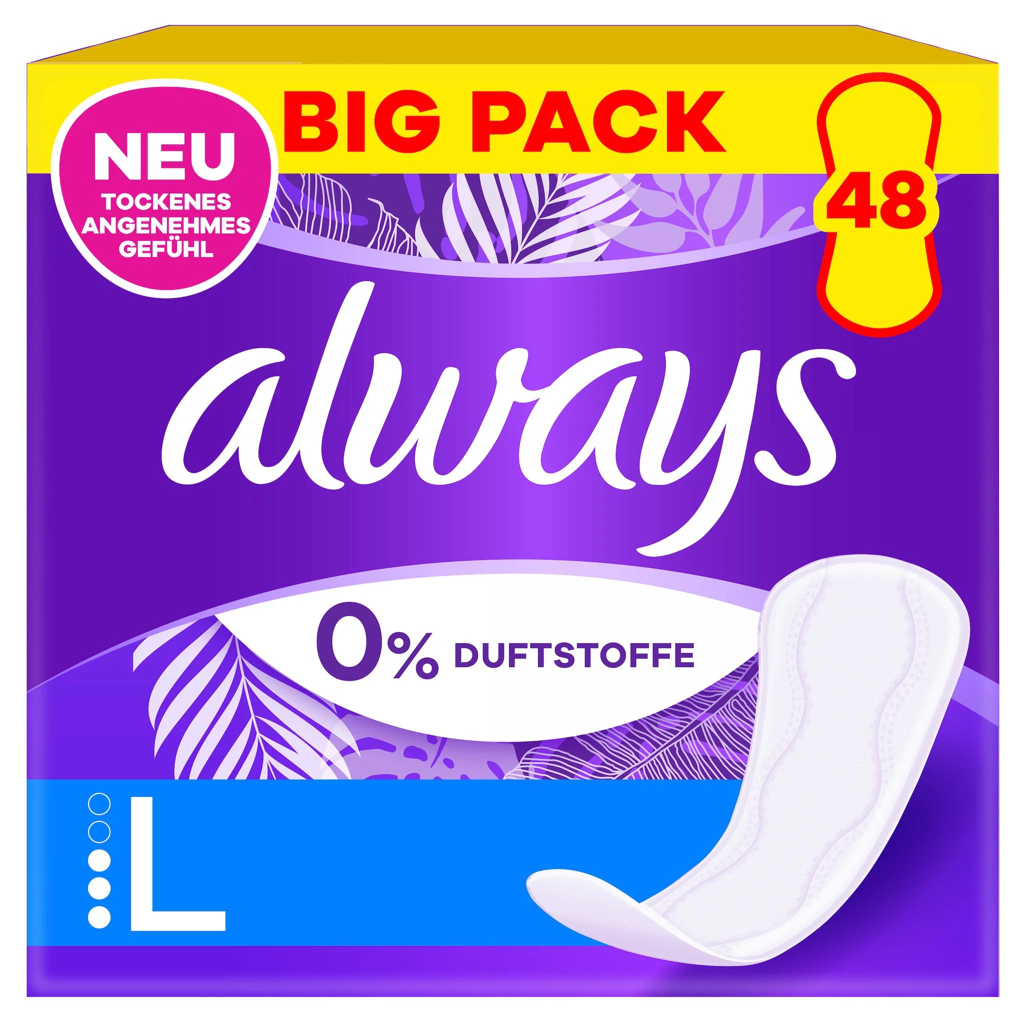 always Daily Protect Long 0% Duft- & Farbstoffe,  48Stk.