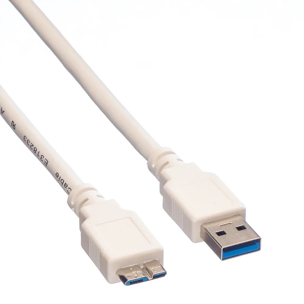 VALUE USB 3.2 Gen 1 Kabel, A ST - Micro B ST, weiß, 0,15 m