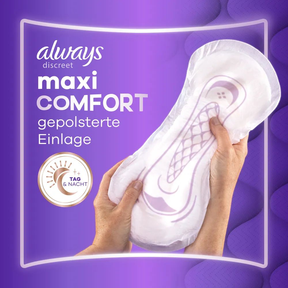 Always Discreet Inkontinenz-Einlagen Maxi Comfort Monatspaket bei Blasenschwäche, 48 Einlagen (4 Pac