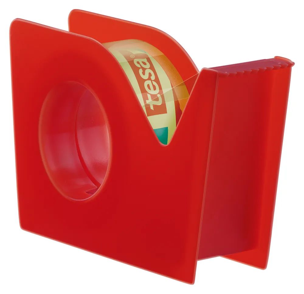 tesa® Klebefilm Transparent Duo – 2 x 10 m x 15 mm – farbiger Abroller inklusive