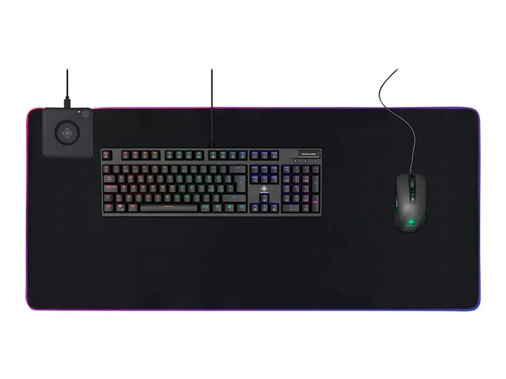 Deltaco Gaming GAM-092 - Beleuchtetes Tastatur- und Mauspad - mit RGB-Beleuchtung, induktives Laden (10 W max.)