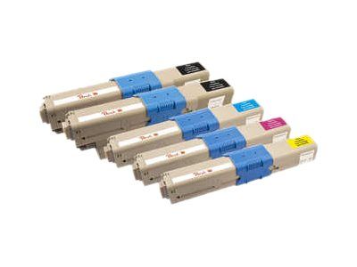 Peach Combi-Pack PLUS - 5er-Pack - Schwarz, Gelb, Cyan, Magenta - kompatibel - wiederaufbereitet - Tonerpatrone (Alternative zu: OKI 44469803, OKI 44469704, OKI 44469706, OKI 44469705)