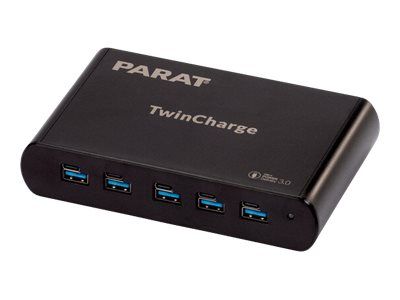 PARAT PARAPROJECT TC5 - Netzteil - GaN-Technologie - 2.8 A - PD, QC - 10 Ausgabeanschlussstellen (5 x USB-C, 5 x 9-poliger USB Typ A)