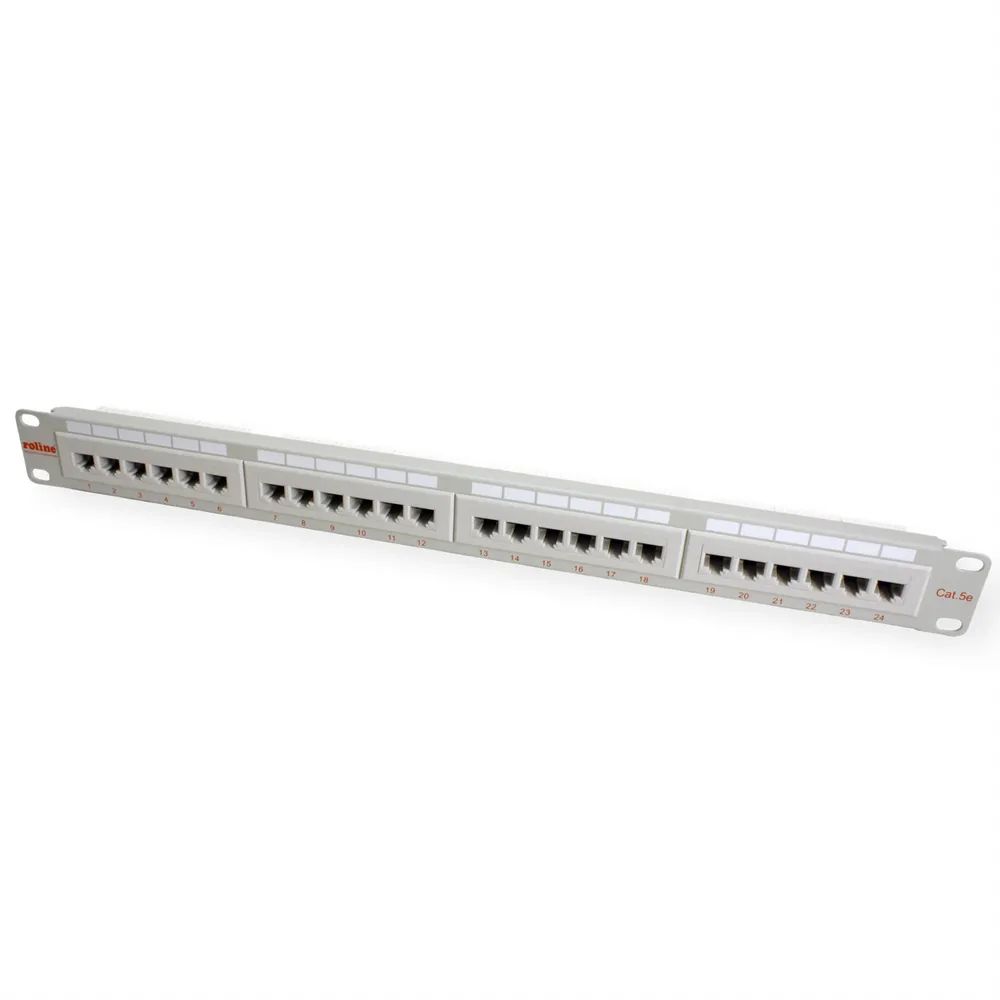 ROLINE Cat.5e (Class D) 19-Zoll-Patchpanel, 24 Ports, UTP, grau