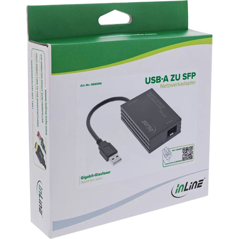 InLine USB-A zu SFP Gigabit Fiber Netzwerkadapter (10/100/1000 Mb/s)