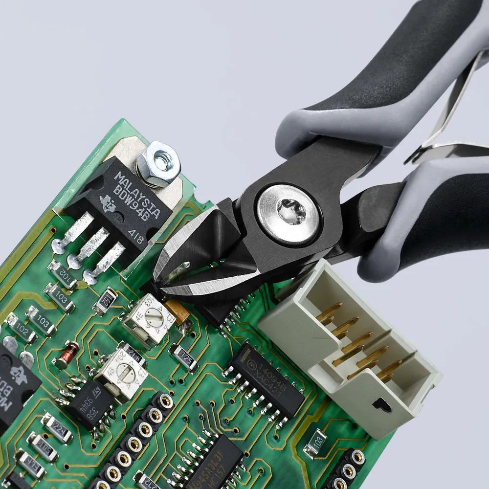 KNIPEX Präzisions-Elektronik-Seitenschneider ESD mit Mehrkomponenten-Hüllen brüniert 125 mm