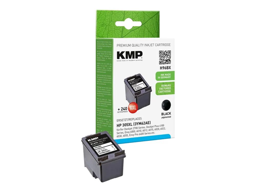 KMP H96BX - 10 ml - Hohe Ergiebigkeit - Schwarz - kompatibel - hängende Box - wiederaufbereitet - Tintenpatrone (Alternative zu: HP 305XL)
