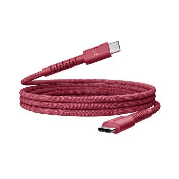 Fresh 'n Rebel USB-C zu USB-C silikon geflochtenes Kabel "FlexWave" 2m, 100W Berry Red
