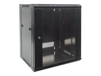 Intellinet Network Cabinet, Wall Mount (Standard), 12U, Usable Depth 260mm/Width 510mm, Black, Flatpack, Max 60kg, Metal & Glass Door, Back Panel, Removeable Sides,Suitable also for use on desk or floor, 19",Parts for wall install (eg screws/rawl plu