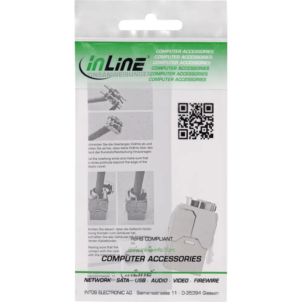 InLine Keystone RJ45 Buchse Slim - SNAP-In - Cat.8.1 - integrierter Kabelbinder