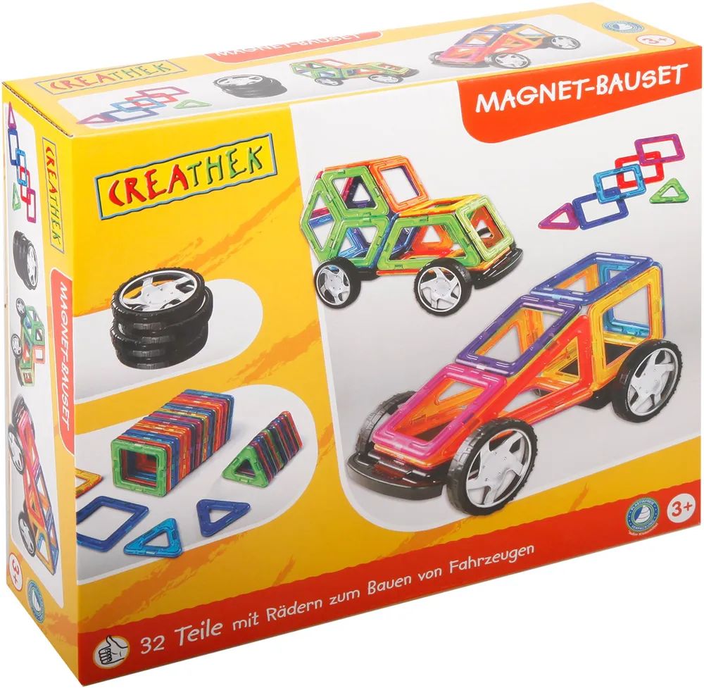 VEDES Großhandel GmbH - Ware CR Magnet-Bauset mit Rädern, 32 Teile