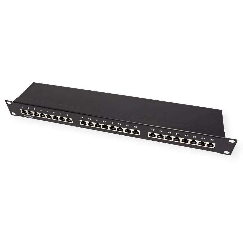 VALUE Cat.5e (Class D) 19-Zoll-Patchpanel, 24P, geschirmt, schwarz