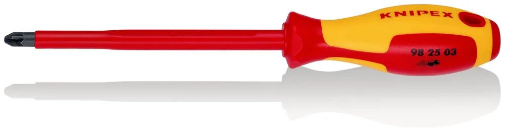 KNIPEX Schraubendreher für Kreuzschlitzschrauben Pozidriv® isolierender Mehrkomponenten-Griff, VDE-geprüft brüniert 270 mm