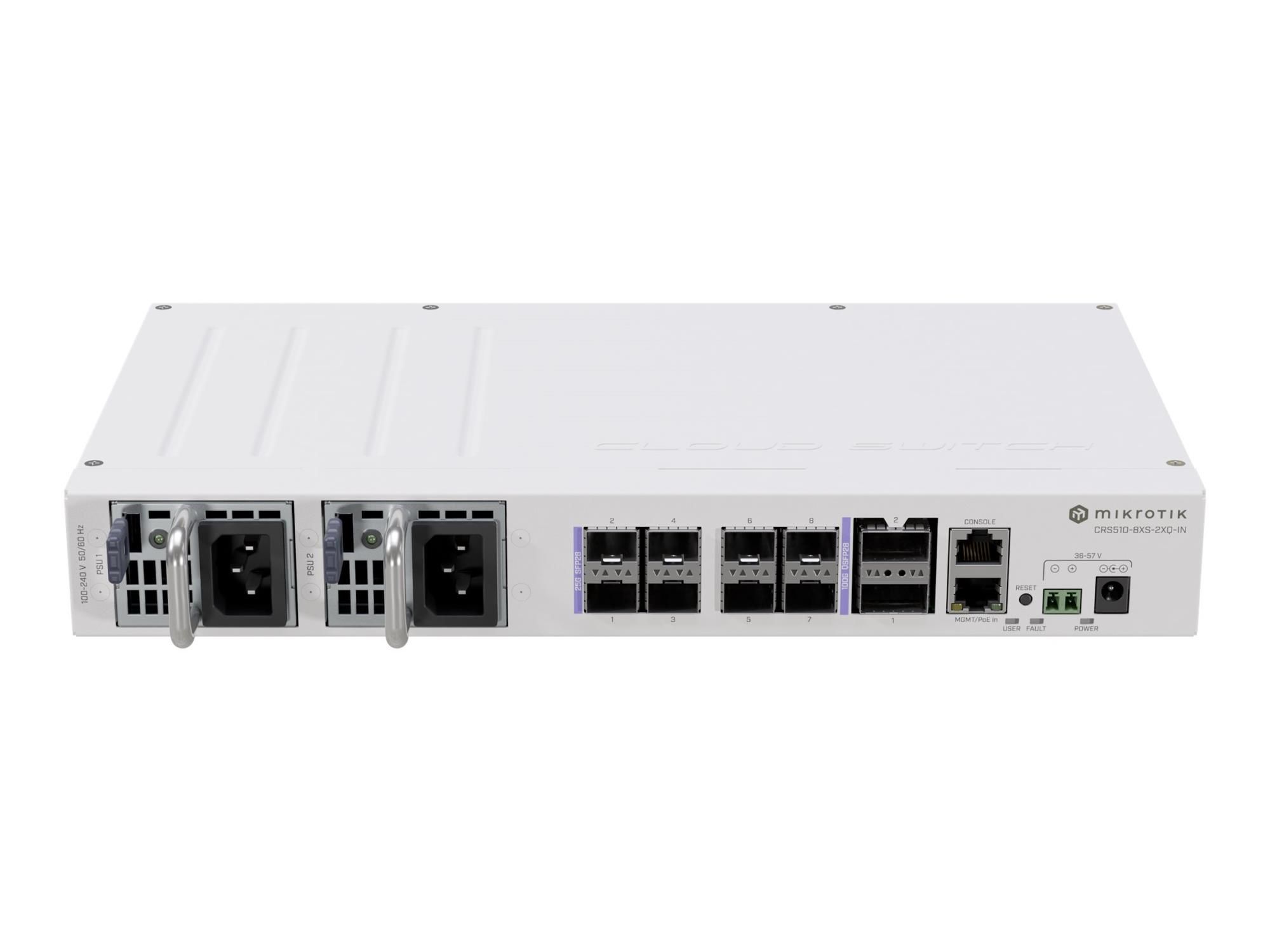 MikroTik CRS510-8XS-2XQ-IN - Switch - 8 x 25 Gigabit SFP28 + 2 x 100 Gigabit QSFP28
