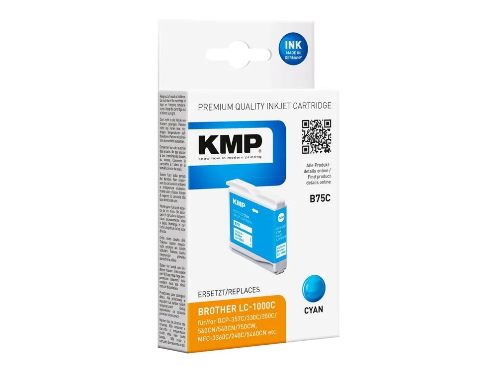 KMP B75C - 5.6 ml - Cyan - kompatibel - Tintenpatrone (Alternative zu: Brother LC1000C)