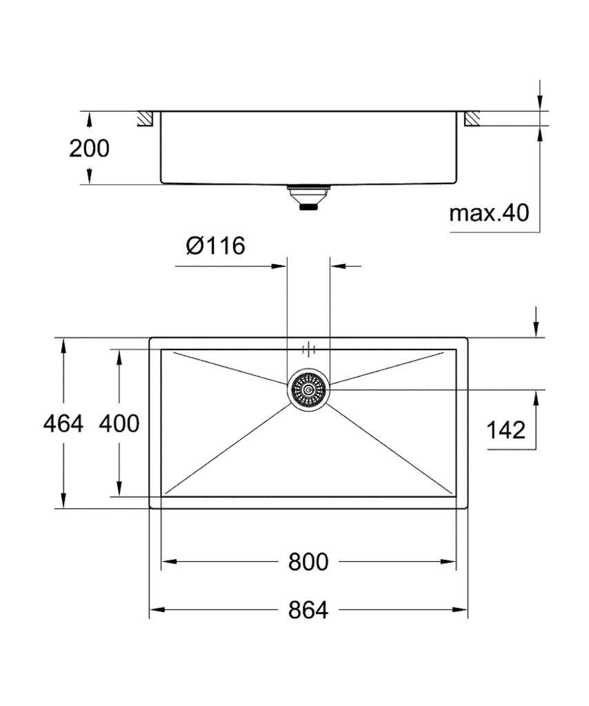 Grohe K700 Spüle 90-S 86,4/46,4 10