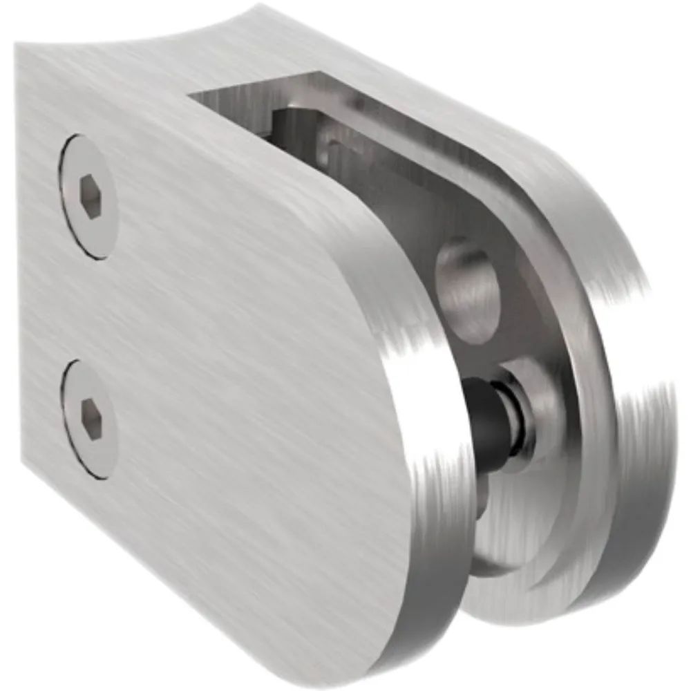ECONOMY Glasklemmbeschlag für Rundrohr 42,4mm, rund, Edelstahl geschliffen V2A