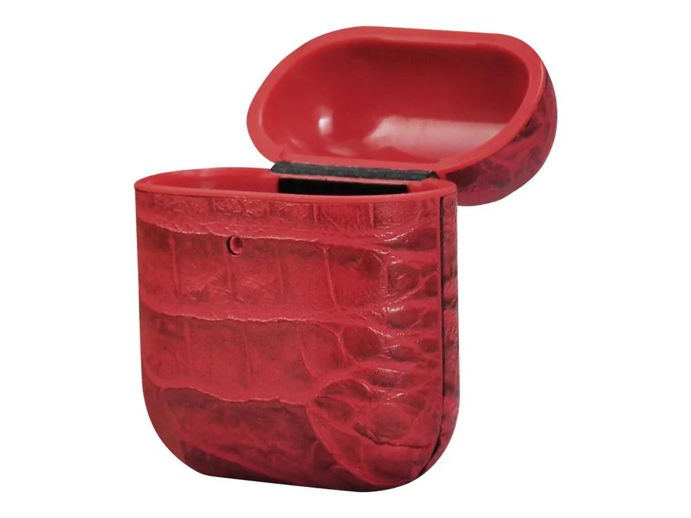 TerraTec Air Box - Tasche für Kopfhöhrer - Polycarbonat - Croco Red - für Apple AirPods (1. Generation, 2. Generation)